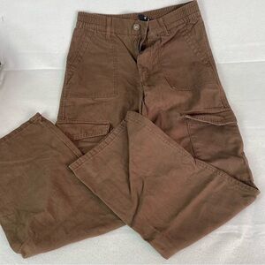 Ambiance Apparel Women Brown Tan Cargo Jean Pants Sz Small elastic 100% cotton